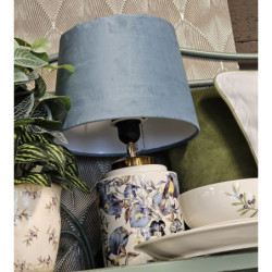 Bílo modrá stolní lampa s ptáčky - Ø 25*41 cm / E27
