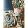 Bílo modrá stolní lampa s ptáčky - Ø 25*41 cm / E27