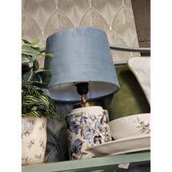 Bílo modrá stolní lampa s ptáčky - Ø 25*41 cm / E27