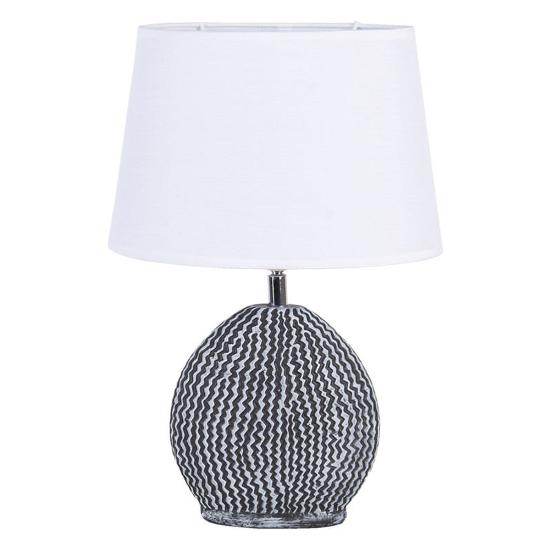 Bílo šedivá stolní lampa Val s bílým stínidlem - 26*19*38 / E27