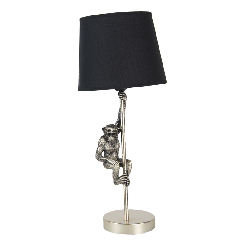 Stříbrno černá stolní lampa s opicí - Ø 20*49 cm E27