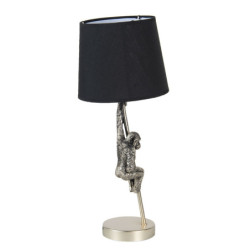 Stříbrno černá stolní lampa s opicí - Ø 20*49 cm E27
