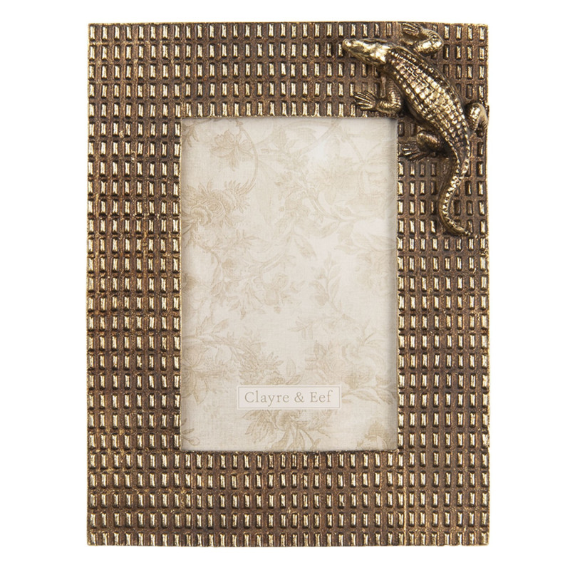 Zlatý fotorámeček s krokodýlem - 17*3*22 cm / 13*18 cm