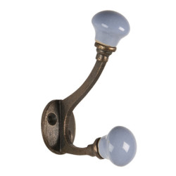 Nástěnný kovový háček s modrou knopkou - 5*3*9 cm