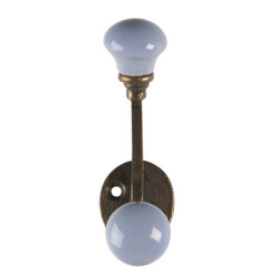 Nástěnný kovový háček s modrou knopkou - 5*3*9 cm