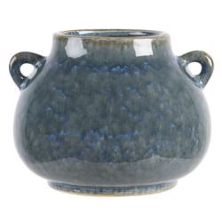 Modro zelený obal na květináč Flora s uchy - 21*20*16 cm