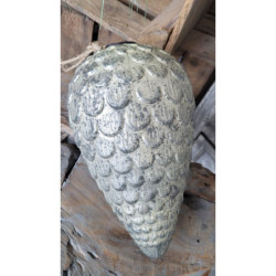 Šedo-stříbrná antik skleněná vánoční ozdoba ve tvaru šišky XL - Ø 15*25 cm