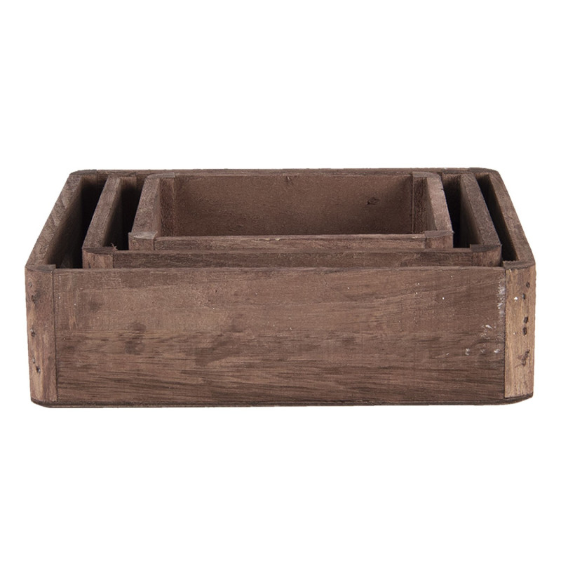 Dřevěný dekorativní podnos (sada 3 ks) - 24*24*6 / 20*20*6 / 16*16*6 cm