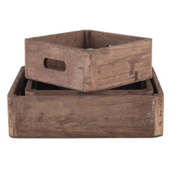 Dřevěný dekorativní podnos (sada 3 ks) - 24*24*6 / 20*20*6 / 16*16*6 cm