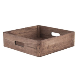 Dřevěný dekorativní podnos (sada 3 ks) - 24*24*6 / 20*20*6 / 16*16*6 cm
