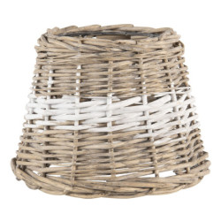 Hnědo bílé proutěné stínidlo na lampu - Ø 20*15 cm