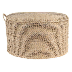 Přírodní pletený puf s háčkem - Ø 40*23 cm