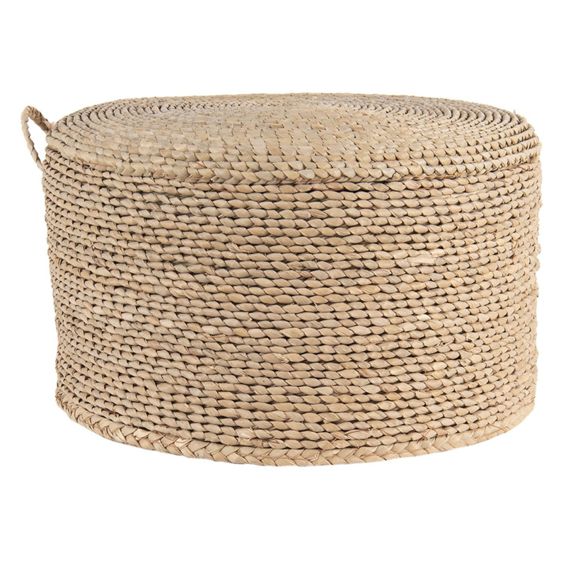 Přírodní pletený puf s háčkem - Ø 40*23 cm