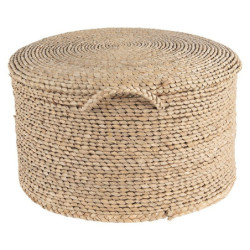 Přírodní pletený puf s háčkem - Ø 40*23 cm