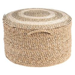 Pletený přírodní puf na sezení - Ø 40*23 cm