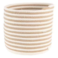 Sada 3 hnědo bílých košíků - Ø 26*24 / Ø 23*21 / Ø 19*18 cm