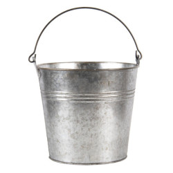 Malý šedivý dekorační plechový kyblík - Ø 18*16/26 cm