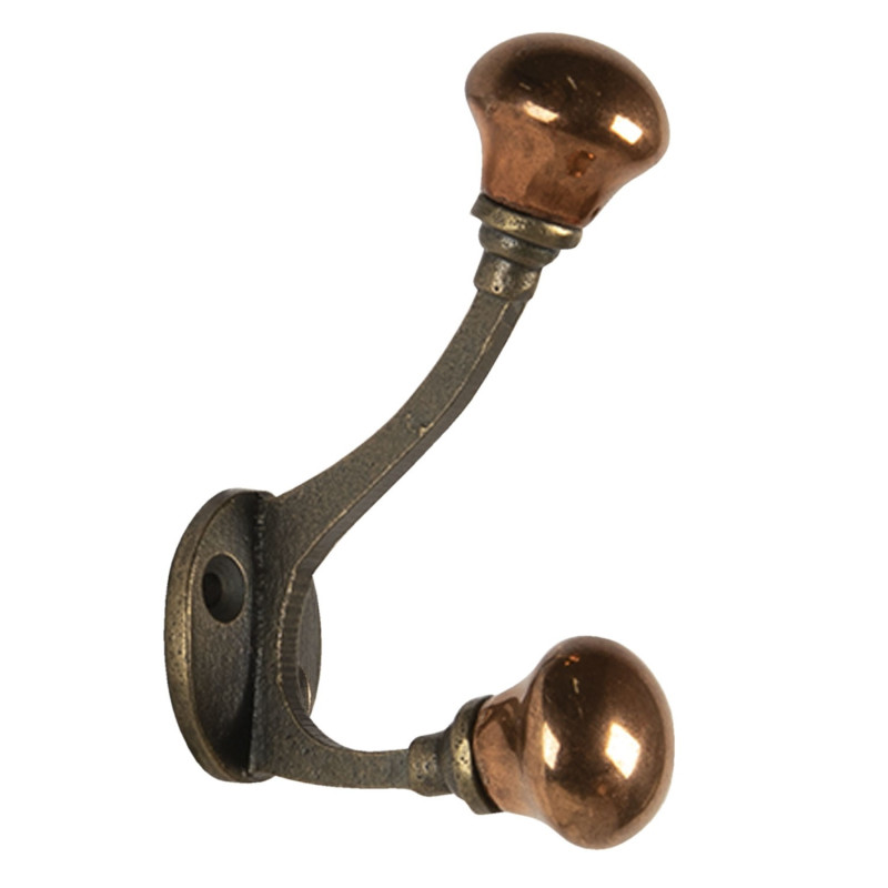 Nástěnný litinový háček s bronzovými koncovkami - 3*5*9 cm