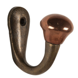 Nástěnný litinový háček s bronzovou koncovkou - 2*5*5 cm