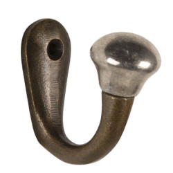 Nástěnný litinový háček se stříbrnou koncovkou - 2*5*5 cm