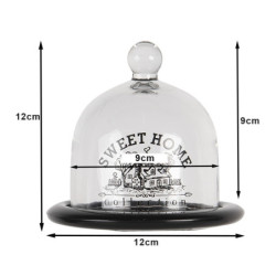 Skleněný poklop Sweet Home s černou miskou - Ø 13 cm