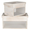 2ks dřevěný úložný box s bílou patinou - 18*18*12 / 15*15*11 cm
