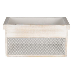 2ks dřevěný úložný box s bílou patinou - 18*18*12 / 15*15*11 cm
