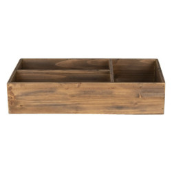 Hnědý dřevěný zásobník se 3 přihrádkama - 43*22*9 cm