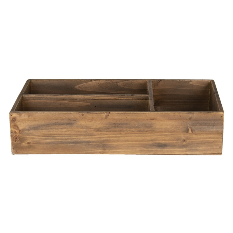 Hnědý dřevěný zásobník se 3 přihrádkama - 43*22*9 cm