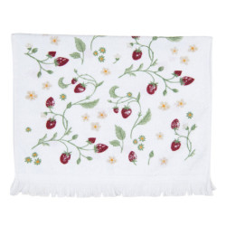 Bílý kuchyňský froté ručník s jahůdkami Wild Strawberries - 40*66 cm