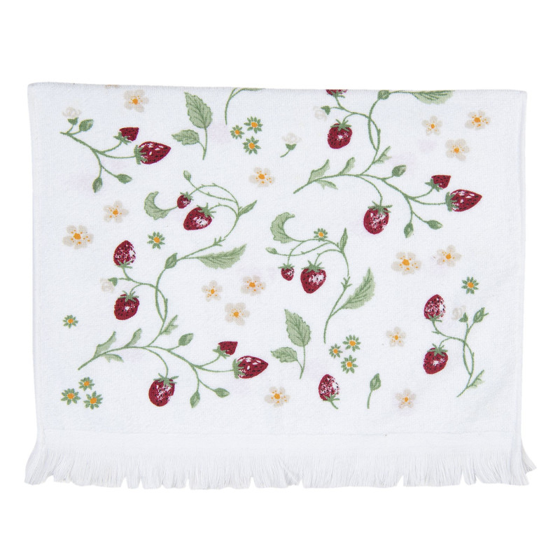 Bílý kuchyňský froté ručník s jahůdkami Wild Strawberries - 40*66 cm