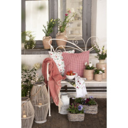 Béžovo růžová keramická váza se vzorem květin Alisa M - Ø 13*30 cm