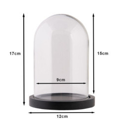 Skleněný poklop s černým dřevěným podstavcem - Ø 10*15 cm