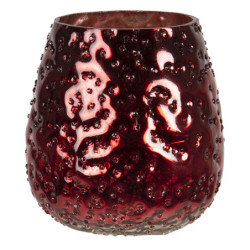 Červený bublinkový skleněný svícen Bubble S - Ø 9*10 cm