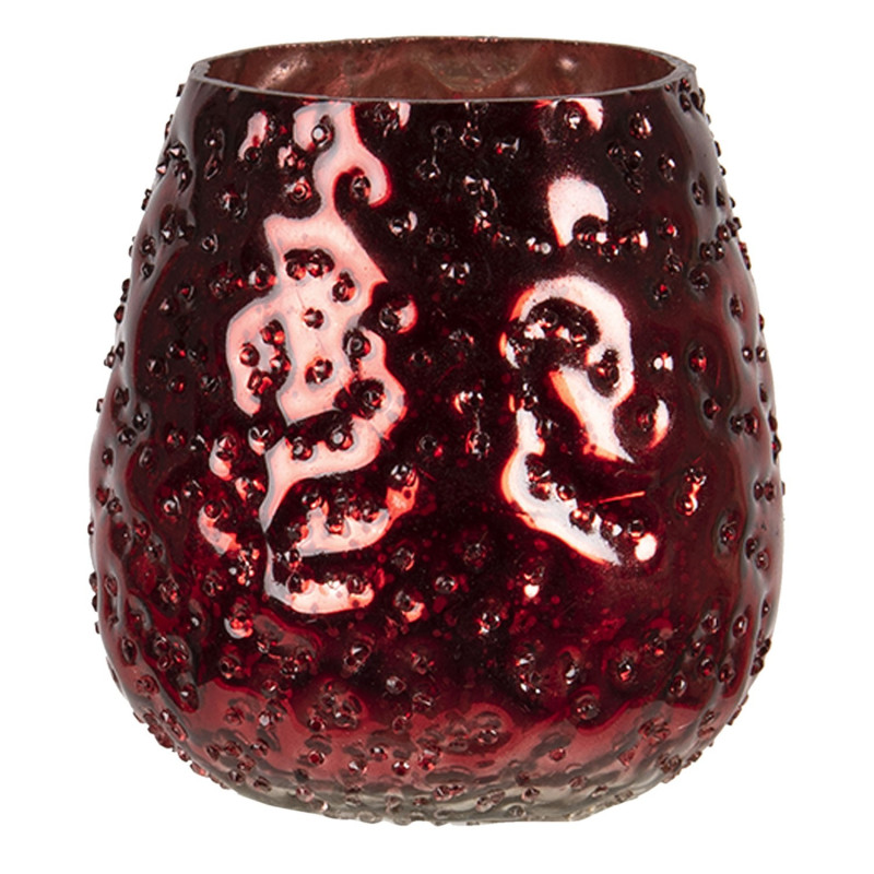 Červený bublinkový skleněný svícen Bubble S - Ø 9*10 cm