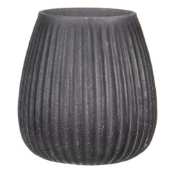 Šedý zaoblený skleněný svícen Varhan - Ø 9*10 cm