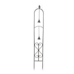 Tmavý kovový stojan se zvonečkami na pnoucí se květiny - 20*7*140 cm