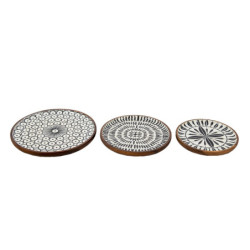 Set 3ks dřevěný dekorativní talíř s vrstvou Enamel - Ø 28*2 / Ø 23*2 / Ø 20*2 cm