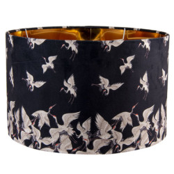 Sametové černé závěsné stínidlo na lampu s volavkami - Ø 45*28 cm / E27