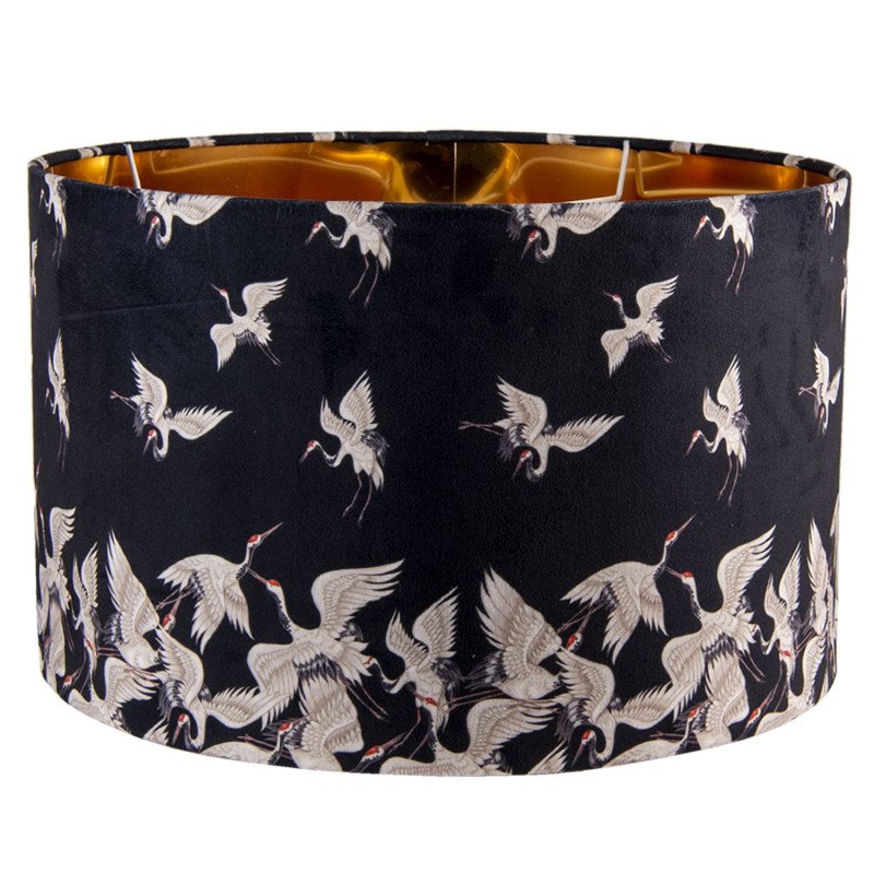Sametové černé závěsné stínidlo na lampu s volavkami - Ø 45*28 cm / E27