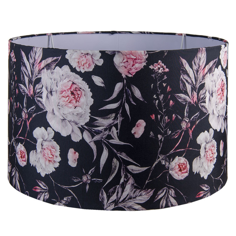 Černé veliké stínidlo na lampu s růžemi Rosinné - Ø 45*28 cm / E27