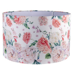 Bílé závěsné stínidlo na lampu s potiskem květin - Ø 45*28 cm / E27