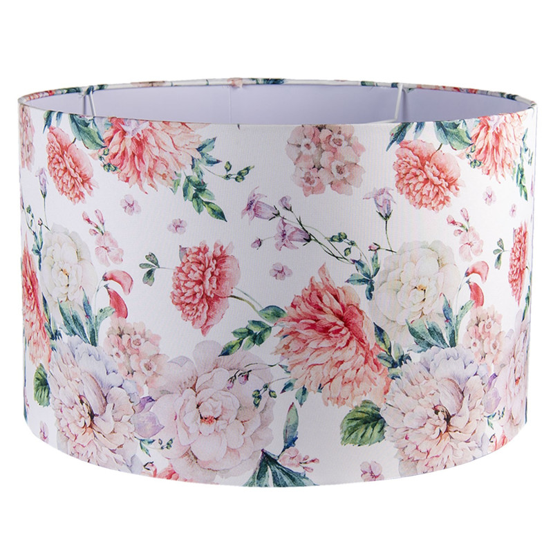 Bílé závěsné stínidlo na lampu s potiskem květin - Ø 45*28 cm / E27