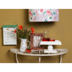 Bílé závěsné stínidlo na lampu s potiskem květin - Ø 45*28 cm / E27