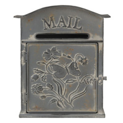 Šedá retro poštovní schránka Mail - 26*10*31 cm