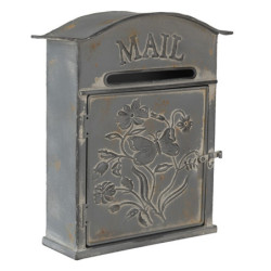 Šedá retro poštovní schránka Mail - 26*10*31 cm