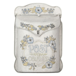 Krémová retro poštovní schránka s květy Post Courier - 27*8*39 cm