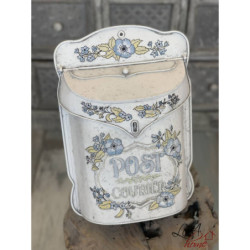 Krémová retro poštovní schránka s květy Post Courier - 27*8*39 cm