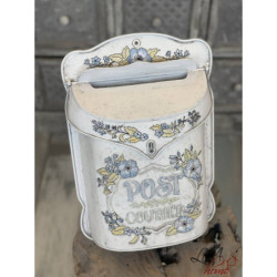 Krémová retro poštovní schránka s květy Post Courier - 27*8*39 cm
