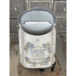 Krémová retro poštovní schránka s květy Post Courier - 27*8*39 cm